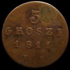 Larger Copper Coin Poland Friedrich August I 3 Grosze 1811 Is Scarce Warshaw