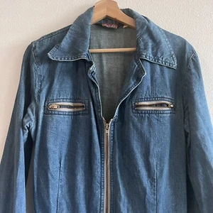 Vintage 70s Denim Bell Bottom Jumpsuit Male Brand Flare Leg Full Zip Sz 40 Disco - Picture 1 of 7