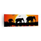 Quadro Su Tela 160X50cm Animali Africano Elefanti Natura Stampe Immagini Murale