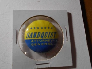 1-1/8" Elroy Sandquist Illinois Attorney General Litho Pinback Button - Bild 1 von 1