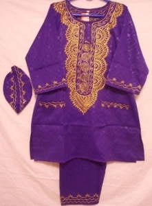 Men's Dashiki Shirt African Ethnic Rayon Brocade traditional 3pcs set One Size - Picture 1 of 2