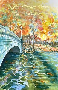 Tarjeta de felicitación especial de cumpleaños y acción de gracias, puente — saludos populares +✉� - Imagen 1 de 5