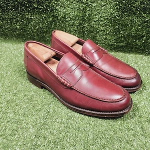 Loake 1880 Hackney Oxblood Leather Penny Loafers Shoes England Mens UK 7 US 8 - Picture 1 of 12