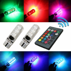 Multi Color RGB LED Bulb Car Parking Lights w5w 192 T10 w/ RF Remote Control 