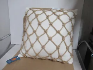 BRAND NWT PIER 1 NAUTICAL ROPE 17x17" White PILLOW Ocean Beach Theme Knots - Picture 1 of 6