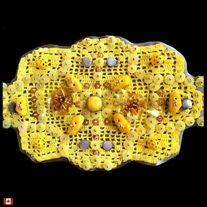 spectacular cool women belt faux leather rhinestones crochet yellow  embroidered - Picture 1 of 24