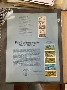 USPS Souvenir Page Scott 2209a 1986 fish booklets stamps - Picture 1 of 1