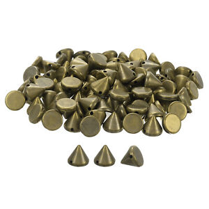 100Pcs Acrylic Spike Cone Studs, 6x6mm Flat Back Sew on Punk Beads (Bronze)