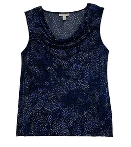 Dana Buchman, schwarz-blauer Pullover mit geometrischem Muster ärmelloses Oberteil, Gr. L - Bild 1 von 4