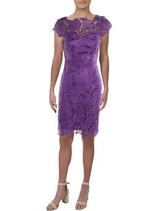 NEW DECODE 1.8 Scalloped Lace Sheath Dress Purple Size 8 - Picture 1 of 2