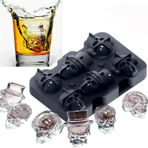 6 Agujeros 3D Calavera Cubo de Hielo Bandeja Fabricante Silicona Bola Molde Whisky Fiesta Halloween - Imagen 1 de 10