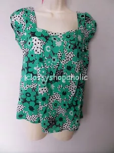 New Look Green & Black Floral Print Top - Size 10 - Worn Twice - Picture 1 of 5