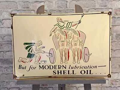 SHELL Enamel Sign 23.6x15.7" (60x40cm) Retro Vintage Motor Oil Antique Shop Sign - Image 1 of 4