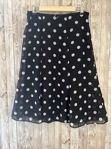 Jones Wear Women’s Black & White Polka Dot A Line Flare Skirt Size 10