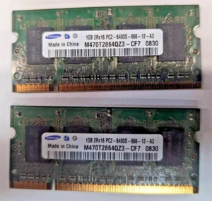 SAMSUNG APPLE MACBOOK LAPTOP MEMORY 2006 2007 2GB (2x1GB) PC2-6400S RAM DDR2 - Picture 1 of 1