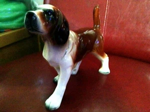 Antique Beagle Dog Standing PORCELAIN Figurine Japan Brown 6.5" Long STATUE - Picture 1 of 7