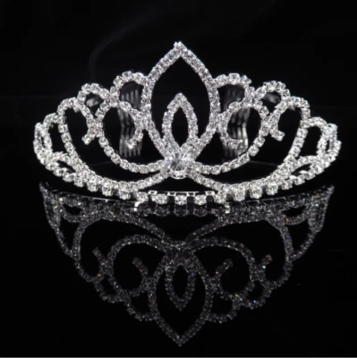 Women Bridal Princess Crystal Hair Tiara Wedding Crown Veil Headband Birthday - Image 1 of 4