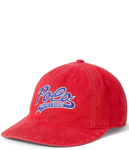 POLO RALPH LAUREN MEN'S SCRIPT BASEBALL TWILL COTTON CAP RED#7109263682002-NWT - Picture 1 of 6