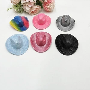 10 cm Cowboy Hat Hair Clip Neon Glitter Party Disco Supplies - Picture 1 of 16