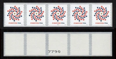 USA, SCOTT #5130, MNH COIL STRIP - PNC5 #P1111 PATRIOTIC SPIRAL WITH BACK NUMBER - Image 1 of 3