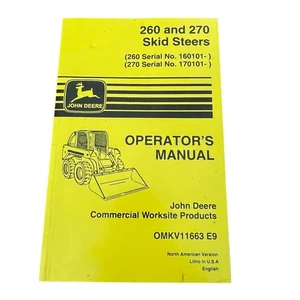 John Deere 260 270 Skid Steer Operator’s Manual OMKV11663 E9 1999 - Picture 1 of 3