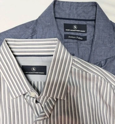 Lot of 2 Hart Schaffner Marx Dress Shirt Men M Paisley Striped Long Sleeve - Image 1 of 4