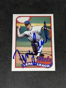Terry Leach New York Mets 1989 Topps Signed Auto Card #207 ~ COA - Picture 1 of 3