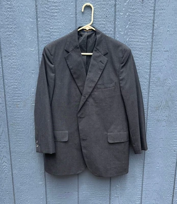 Abrigo deportivo vintage Brooks Brothers 43R 3/2 Wash’n’Wear gris a rayas Foto 1 de 4