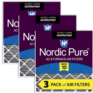 30x32x2 Geothermal MERV 10 Pleated Plus Carbon AC Furnace Filters 3 Pack - Picture 1 of 7