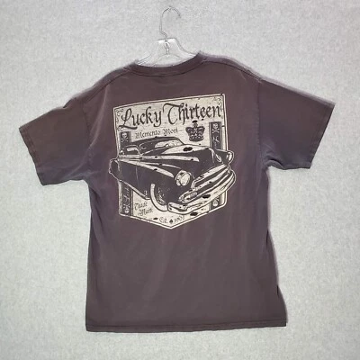 Camiseta Lucky 13 Apparel Hombre Grande Negra Y2K Memento Mori Coche Clásico LEER Foto 1 de 4