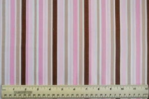 David Textiles Claire Bella pink brown white stripe 1/4 yard 100% cotton fabric - Picture 1 of 2