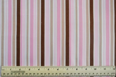 David Textiles Claire Bella pink brown white stripe 1/4 yard 100% cotton fabric - Image 1 of 2