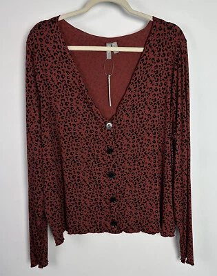 Cardigã feminino ASOS manga longa manga comprida vermelho costas estampa animal tamanho 22 novo com etiquetas - Imagem 1 de 4