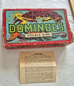 USA Vintage Halsam Drago Cinese Back Doppio Nove Domino Bianco e Nero 920  - Foto 1 di 10