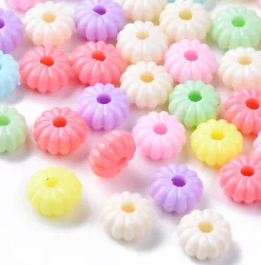 125 Rondelle Pumpkin Beads Plastic Acrylic Spacer Mixed Color 8x4mm 1005 - Picture 1 of 3