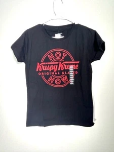 Krispy Kreme Doughnuts Hot Now Sign Logo Shirt Women's Small Black Collectible - Picture 1 of 6