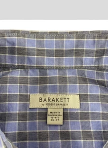 Robert Barakett Men’s Large Blue Check Dress Shirt Long Sleeve Button Down - Imagen 1 de 10