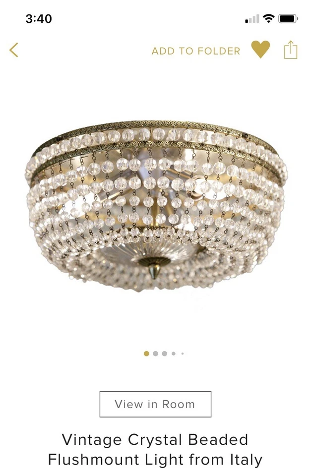 Vintage Crystal Beaded Flushmount From italy  - Image 1 of 1