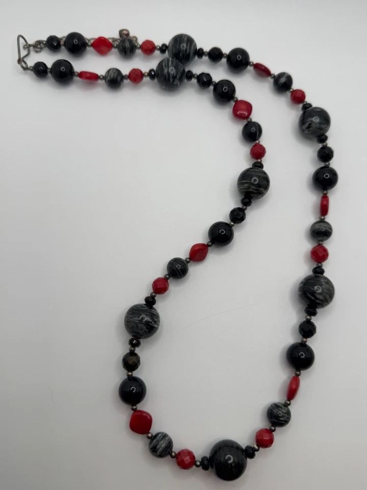 Collar Jay King DTR Plata Esterlina Cebra Jaspe Coral Ónix Cuentas Foto 1 de 1