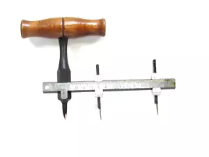 MINTY LEATHER WORKING COMPASS KNIFE WOODEN HANDLES T7918 BLANCHARD ?? - Picture 1 of 3