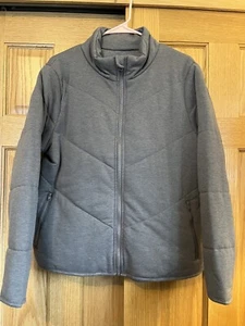 THREE DOTS Women's Quilted Knit Puffer Jacket Light Grey Sz Large Soft - Picture 1 of 10
