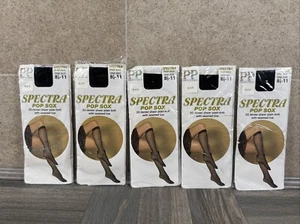 X5 size 8.5-11 VINTAGE Pretty Polly Spectra Pop Sox 20 Denier Black Brand New - Picture 1 of 8