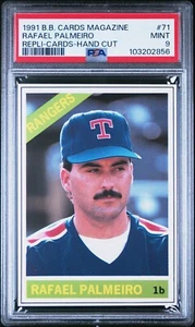 PSA 9 MINT 1991 BB CARDS MAGAZINE REPLI-CARDS RAFAEL PALMEIRO #71 RANGERS B186 - Picture 1 of 2