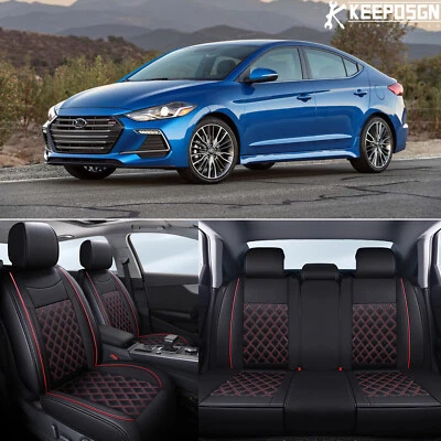 For Hyundai Elantra Car Seat Cover Full Set Front + Rear Cushion Deluxe Leather - Image 1 of 4