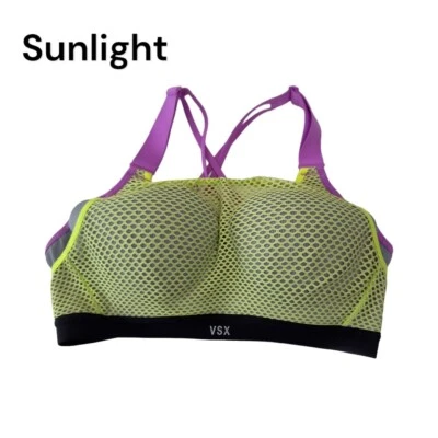 Sujetador deportivo activo de malla Victoria's Secret VSX talla 34C amarillo neón y gris Foto 1 de 4