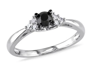 1/2 Carat (ctw) Black & White Diamond Ring in Sterling Silver - Picture 1 of 5