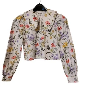 Meadows Foxglove Springtime Floral Shirt Size 0 UK4 Organic Cotton - Picture 1 of 16