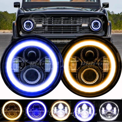 2 x 7 «светодиодные фары дальнего света синий Halo угол глаза для Ford Bronco 1967-1978 - Изображение 1 из 4