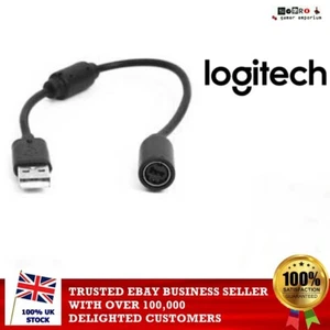NEGRO - LOGITECH VOLANTE Carreras CABLE USB RUPTURA Líder Xbox 360 One Reino Unido - Imagen 1 de 2