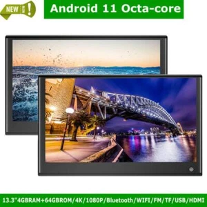 2X 13.3"Android 11 Car Headrest Monitor Screen WIFI BT USB HDMI TF 4G+64G 8-Core - Picture 1 of 9